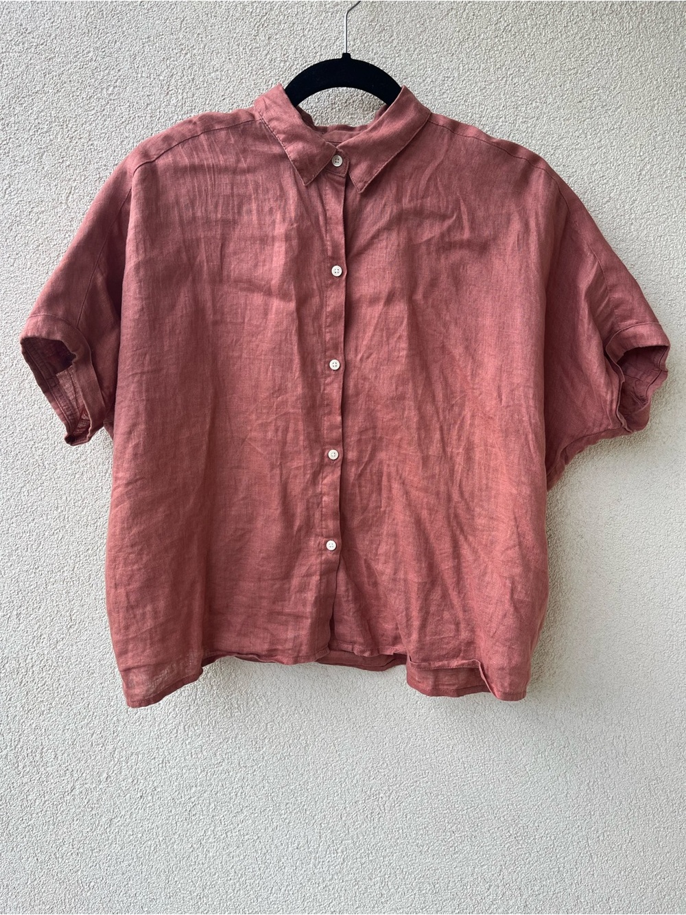 Gap Rose Linen Short Sleeve Button Up Shirt